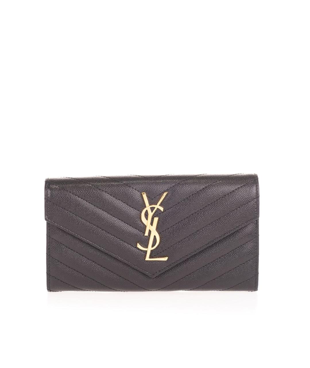 SAINT LAURENT Черный кожаный кошелек, фото 1