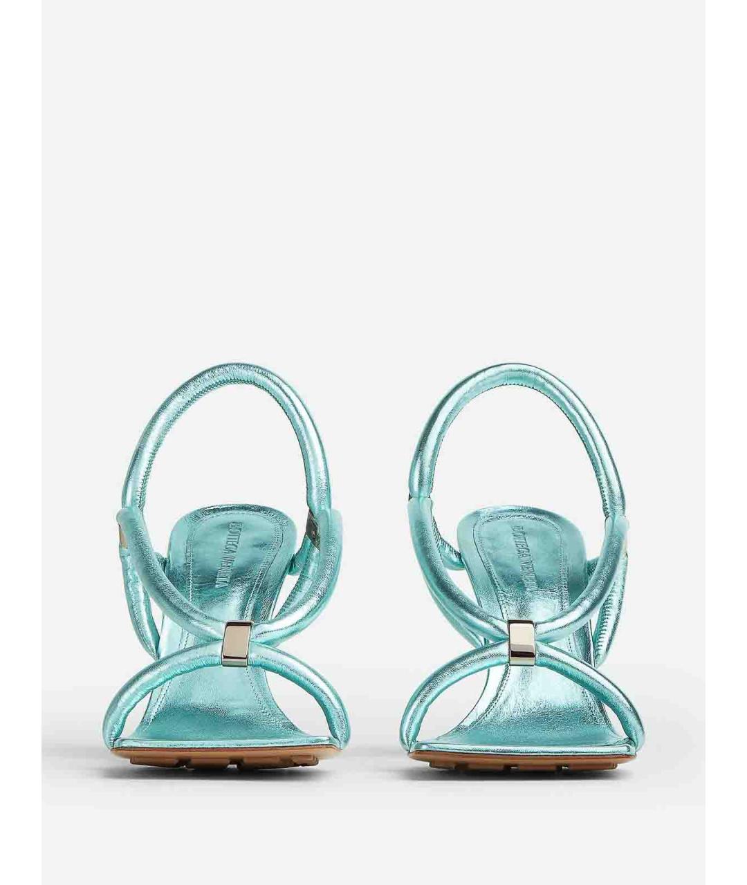 BOTTEGA VENETA Голубые кожаные босоножки, фото 2