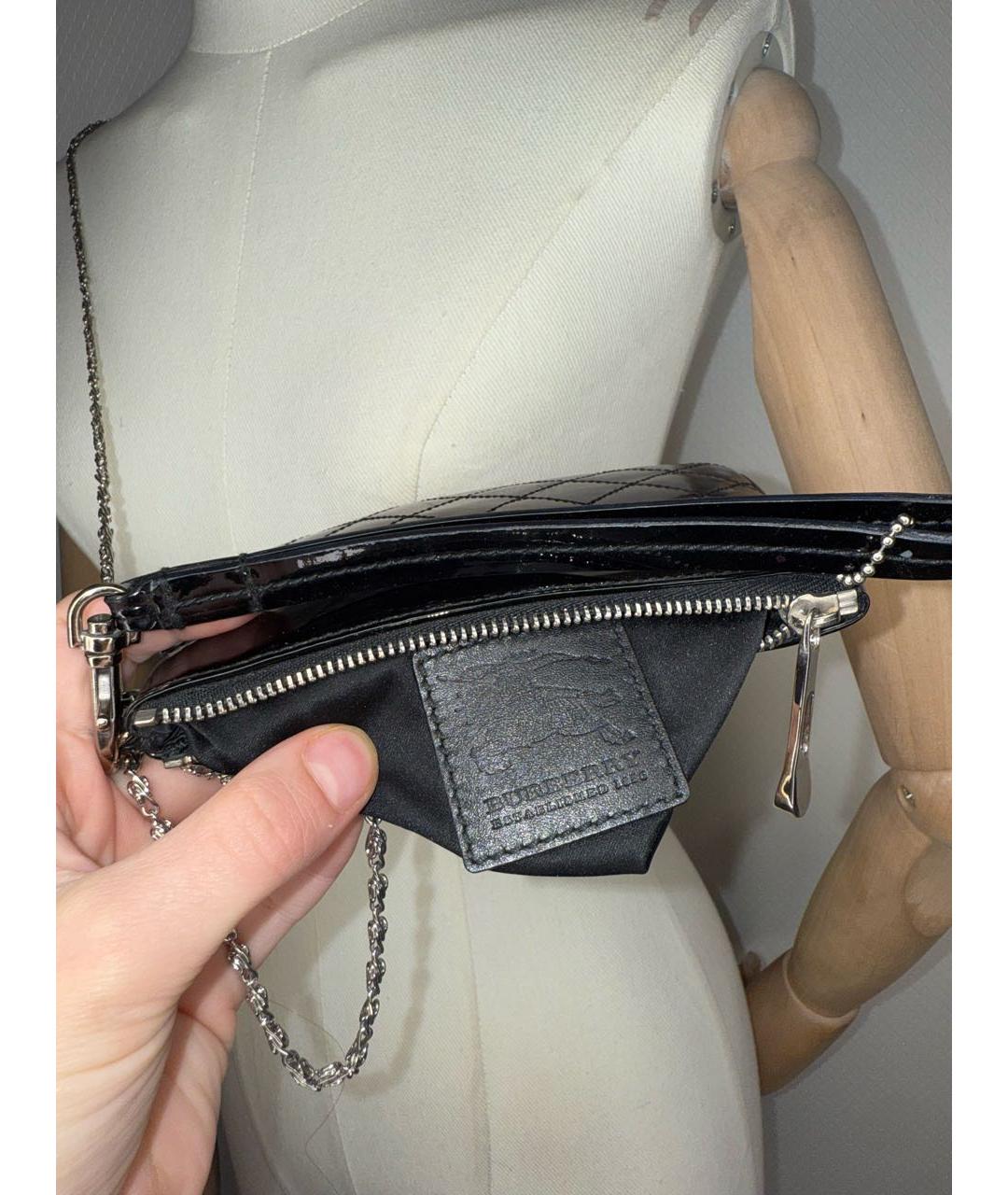BURBERRY Черная кожаная сумка с короткими ручками, фото 6