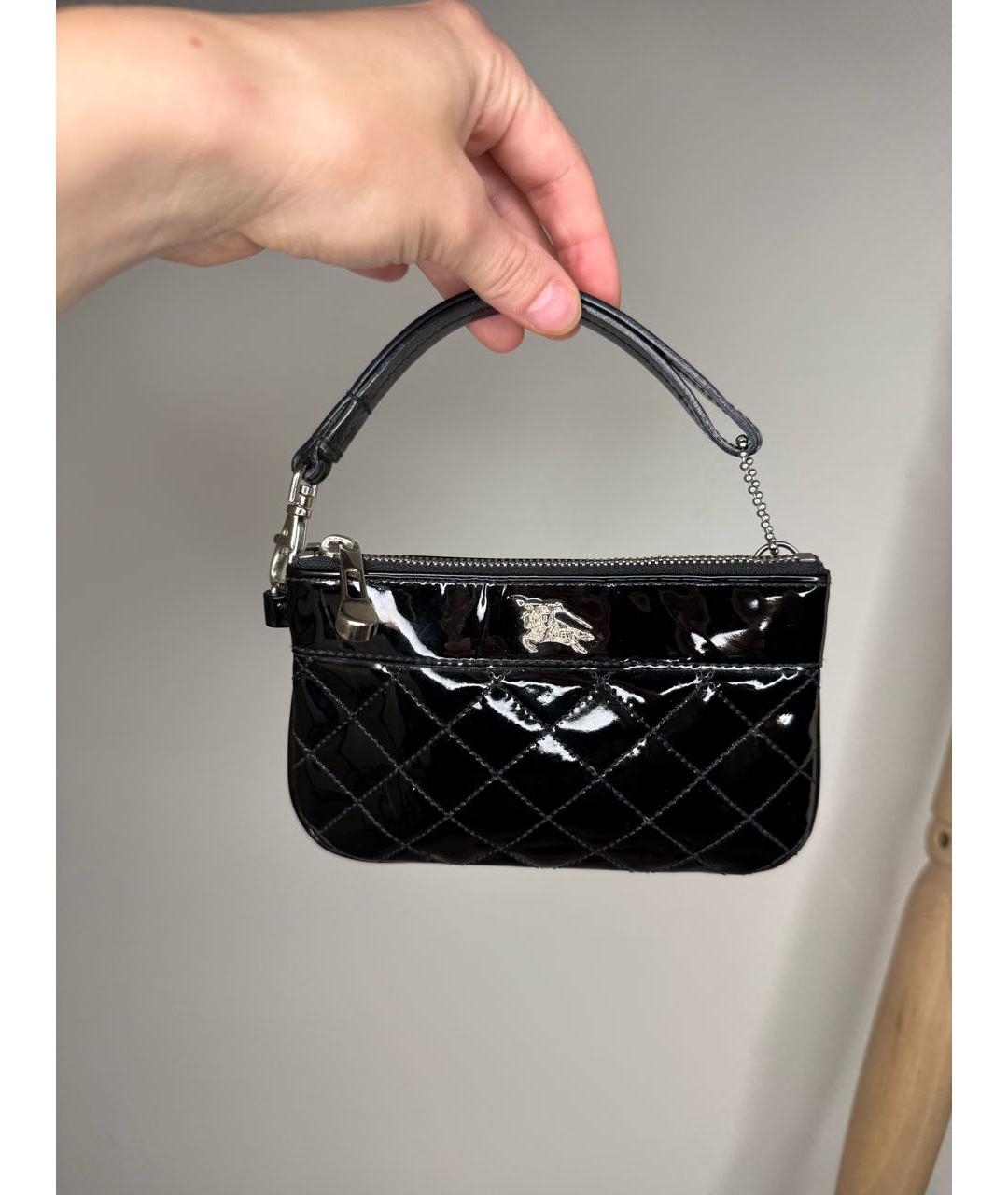 BURBERRY Черная кожаная сумка с короткими ручками, фото 2
