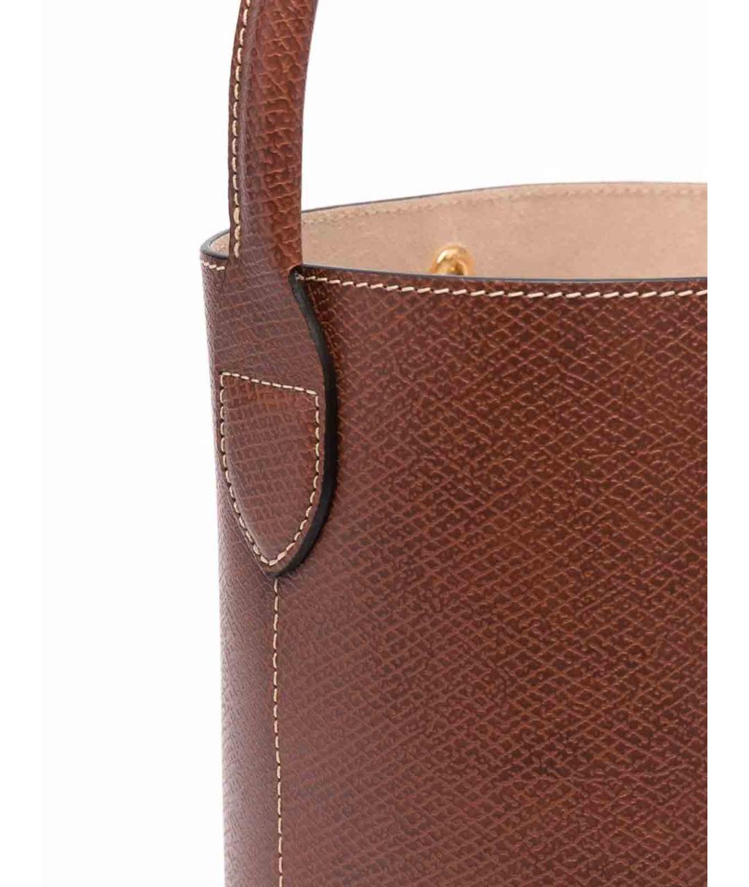 LONGCHAMP Коричневая кожаная сумка с короткими ручками, фото 5