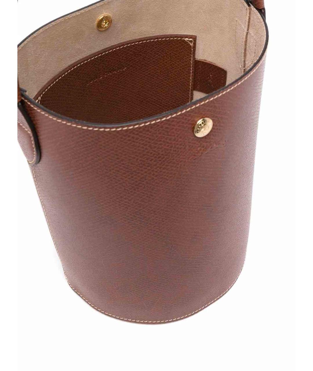 LONGCHAMP Коричневая кожаная сумка с короткими ручками, фото 6