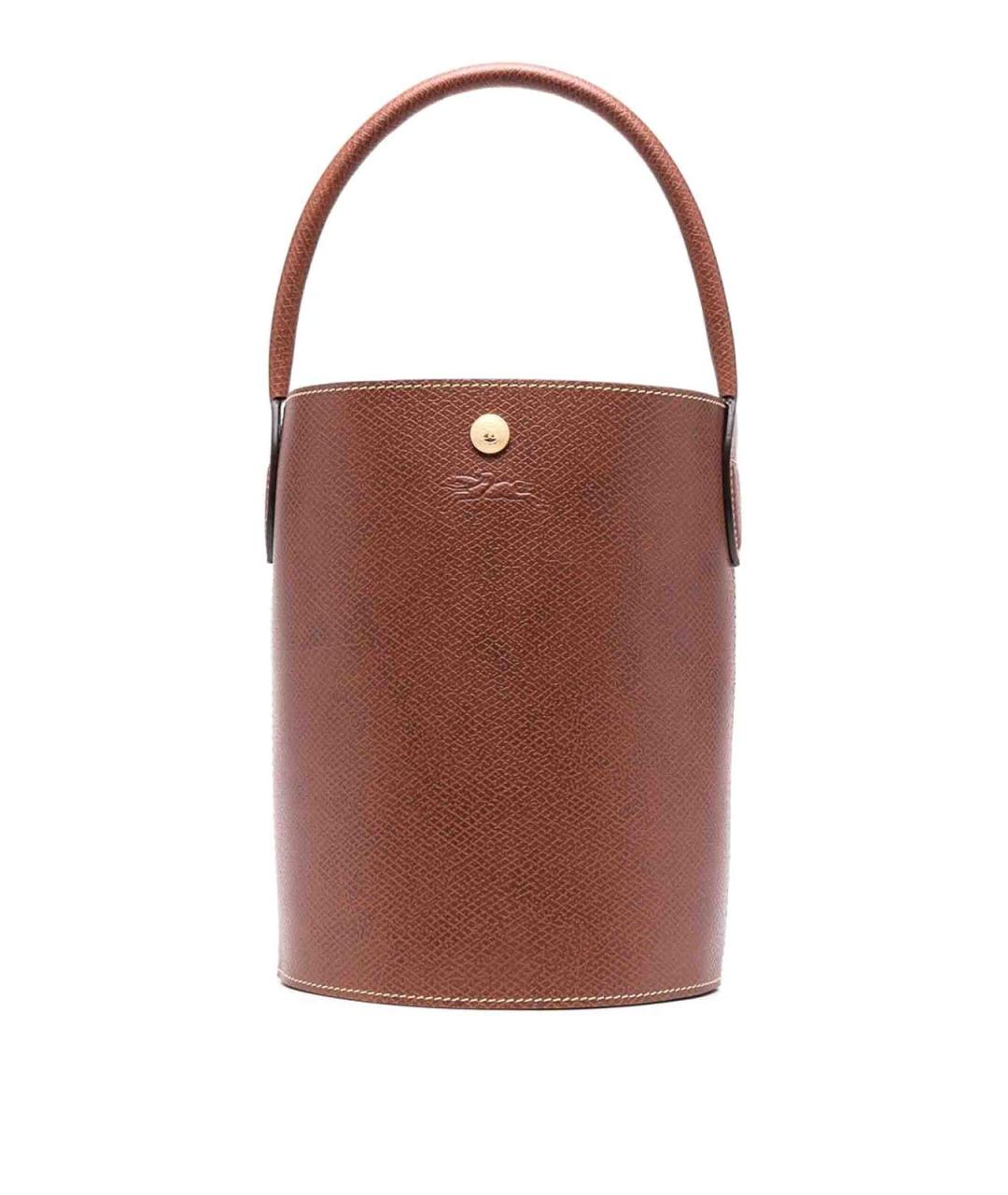 LONGCHAMP Коричневая кожаная сумка с короткими ручками, фото 1
