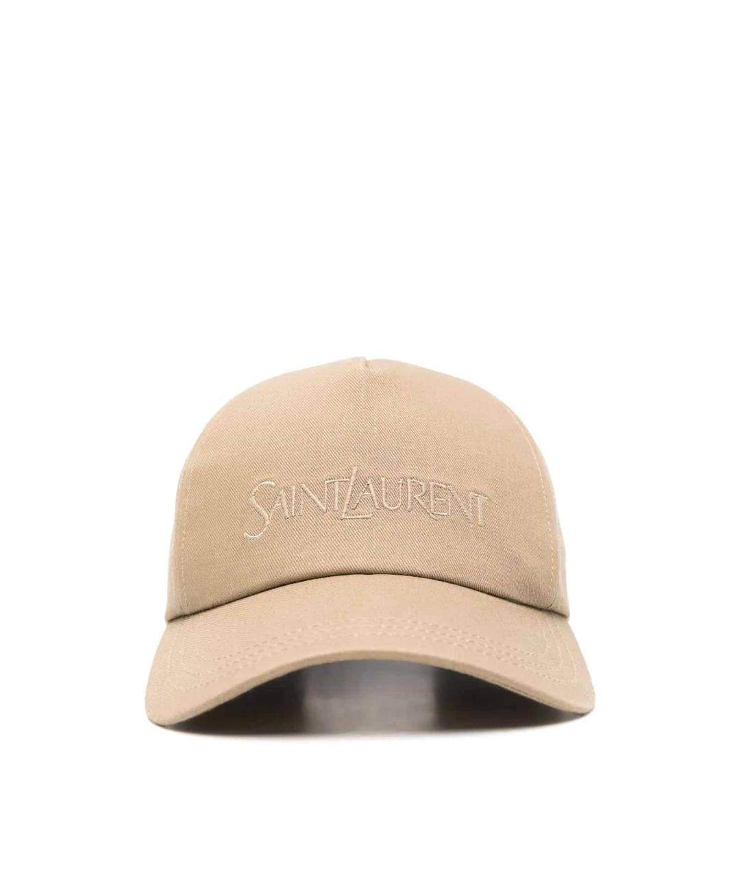 SAINT LAURENT Бежевая хлопковая кепка, фото 1