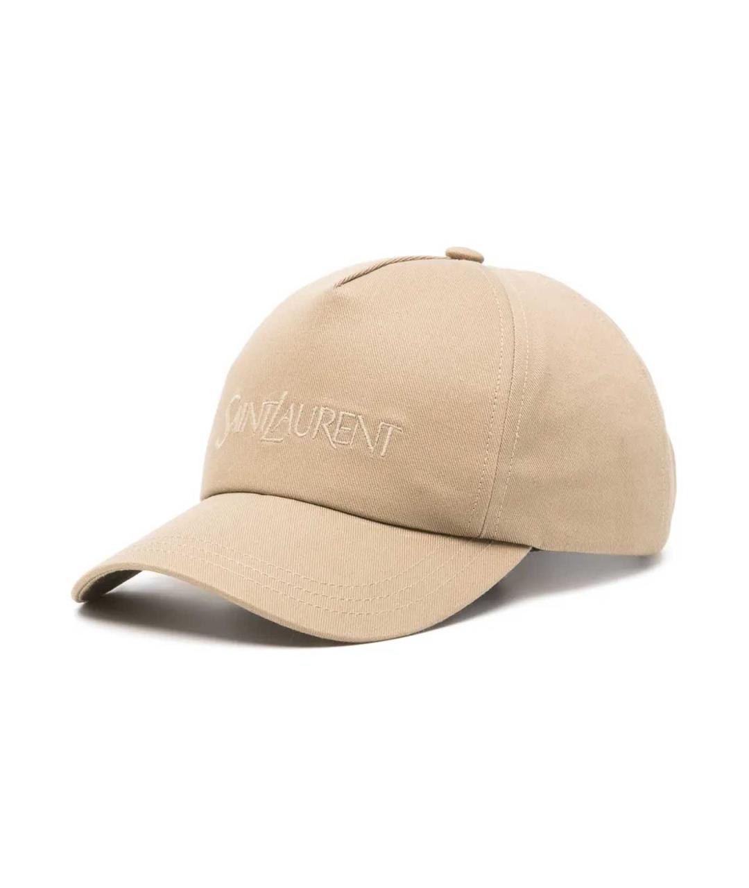 SAINT LAURENT Бежевая хлопковая кепка, фото 2