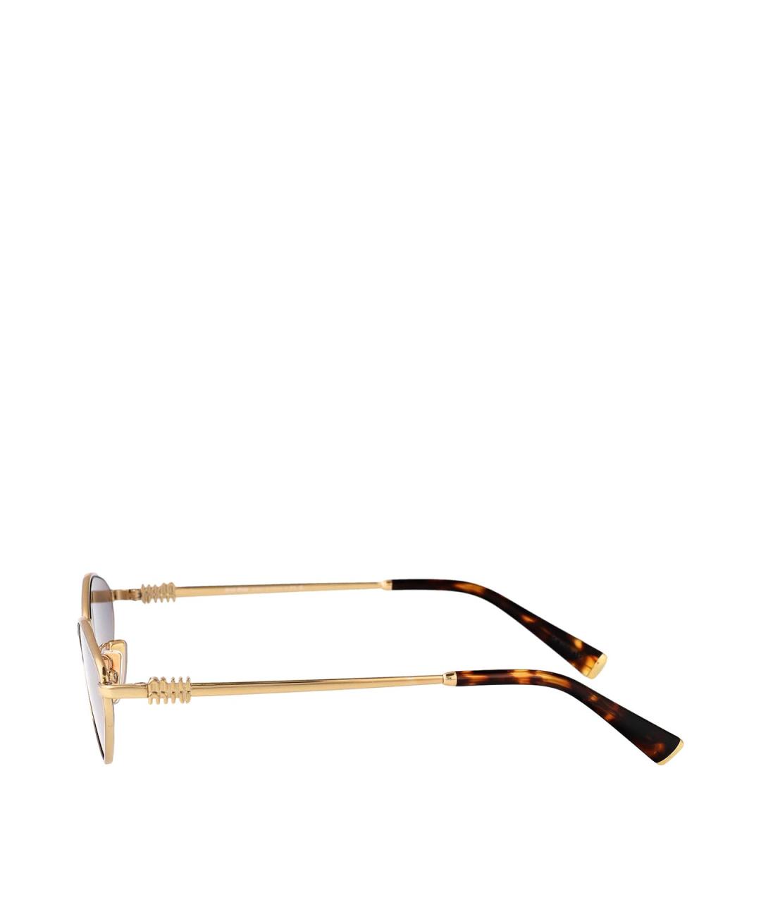 MIU MIU Золотые металлические солнцезащитные очки, фото 3