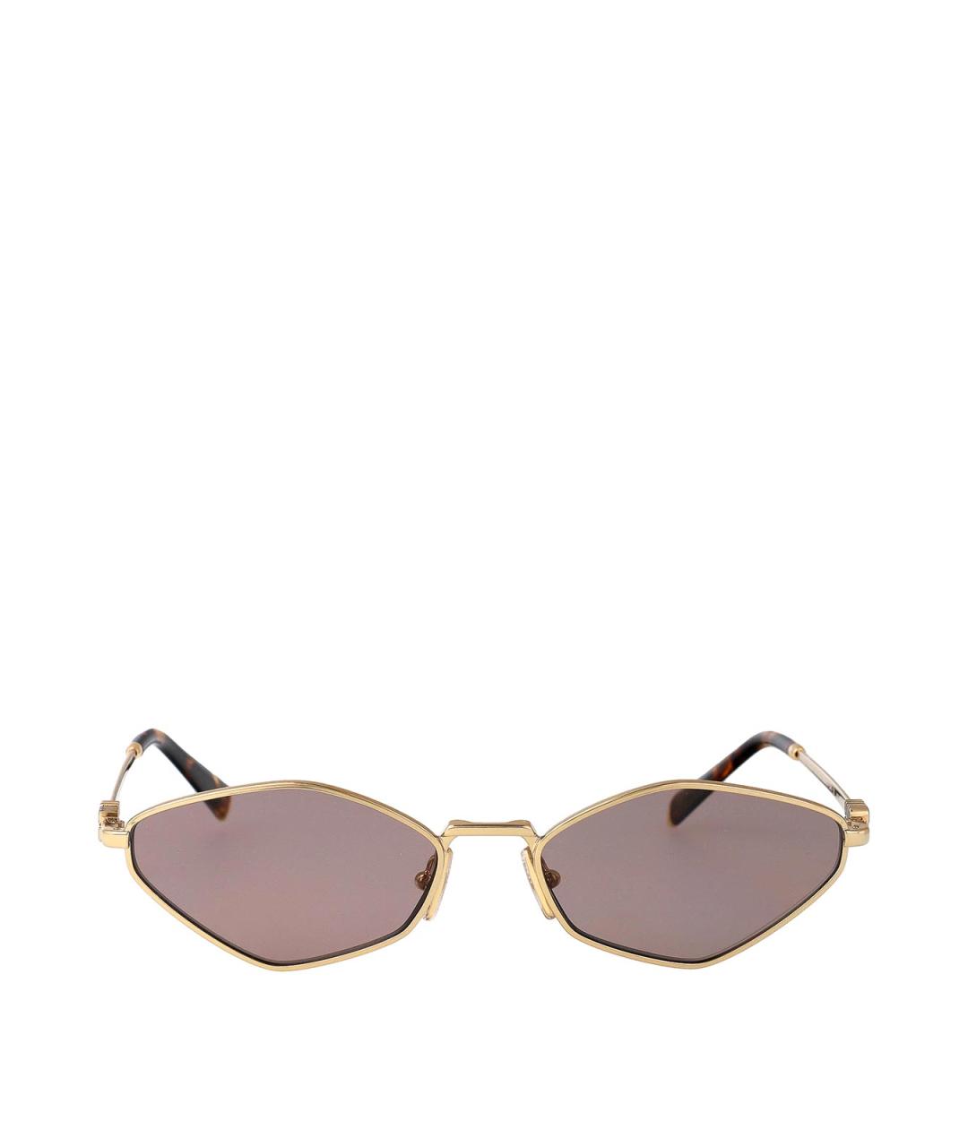 MIU MIU Золотые металлические солнцезащитные очки, фото 1