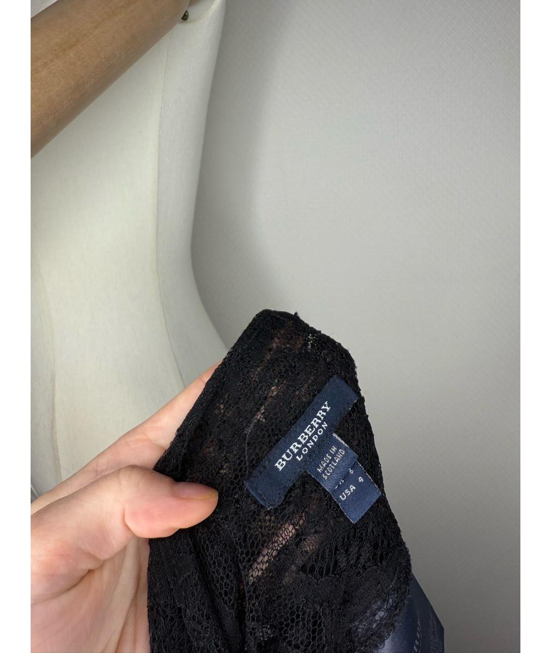 BURBERRY Черная кружевная юбка мини, фото 3