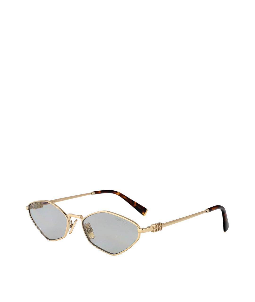 MIU MIU Золотые металлические солнцезащитные очки, фото 2