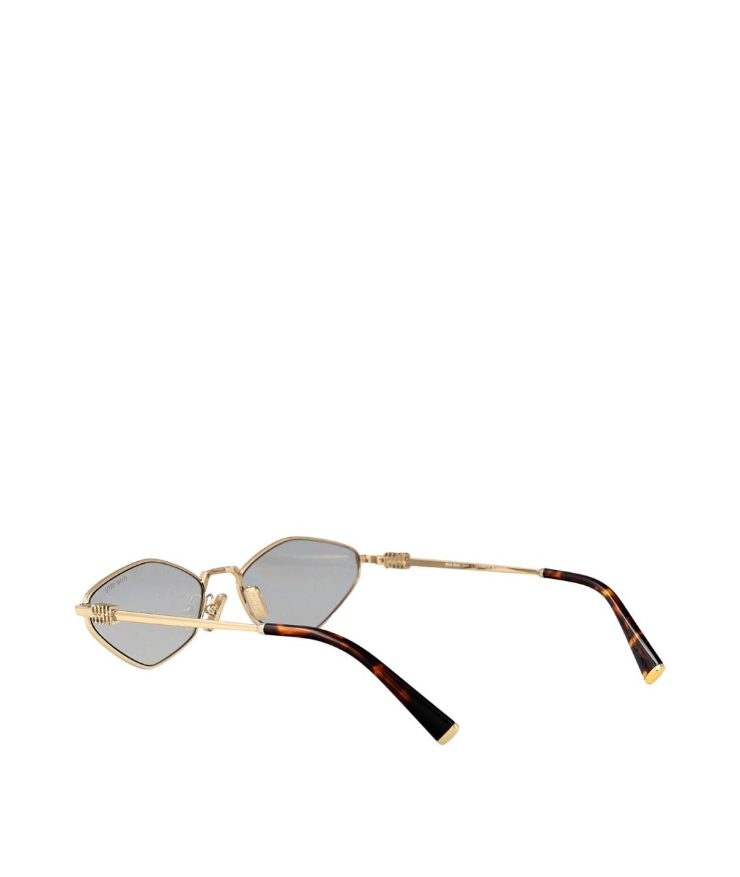 MIU MIU Золотые металлические солнцезащитные очки, фото 4