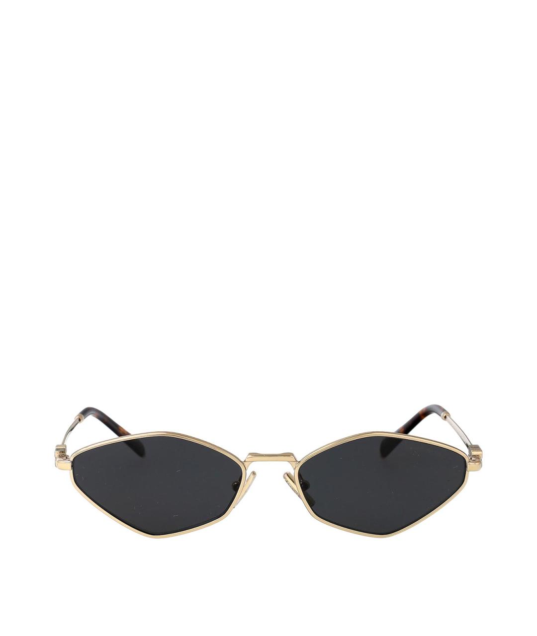 MIU MIU Золотые металлические солнцезащитные очки, фото 1