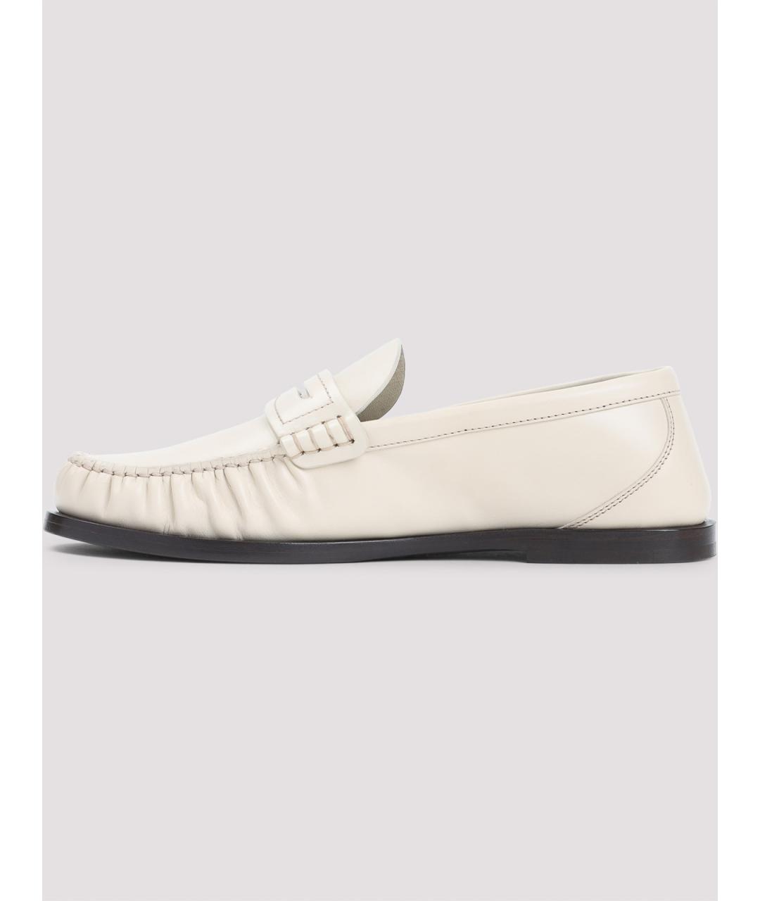 SAINT LAURENT Белые кожаные лоферы, фото 2