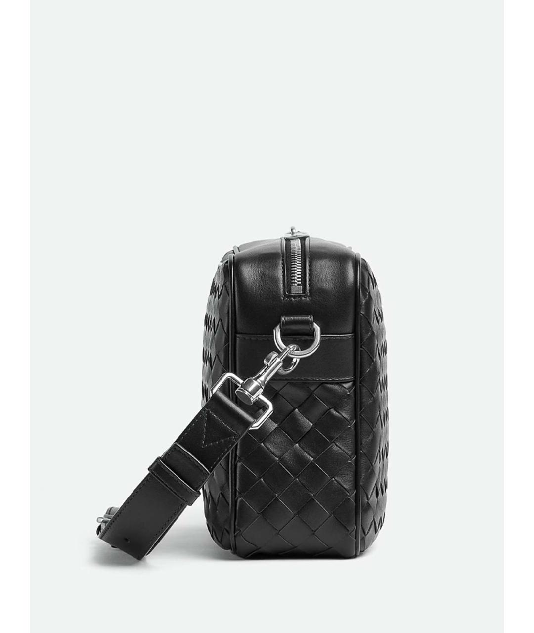 BOTTEGA VENETA Черная кожаная сумка на плечо, фото 2