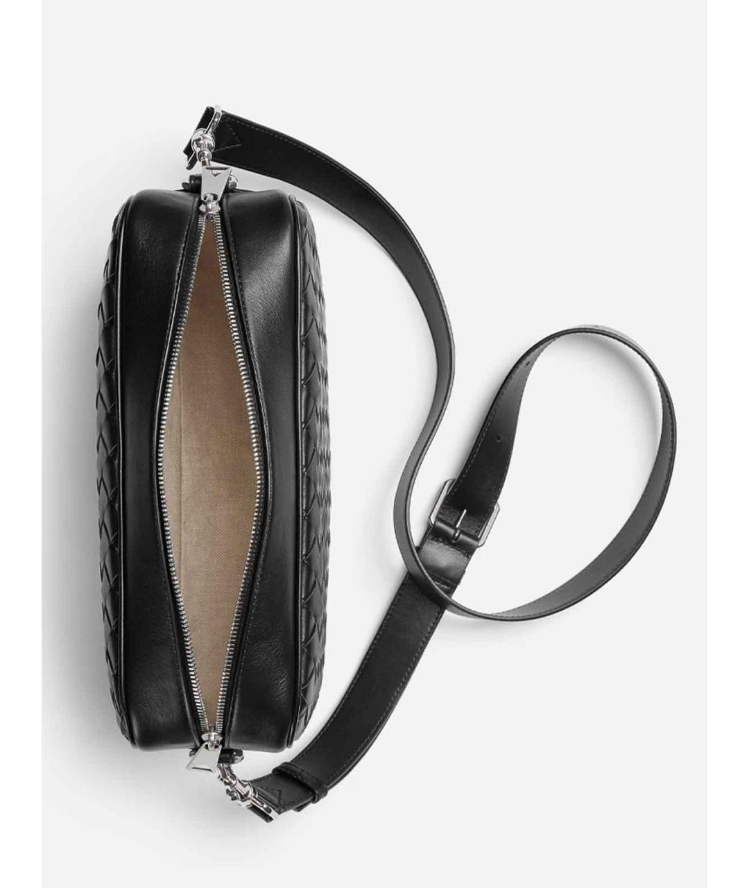 BOTTEGA VENETA Черная кожаная сумка на плечо, фото 3