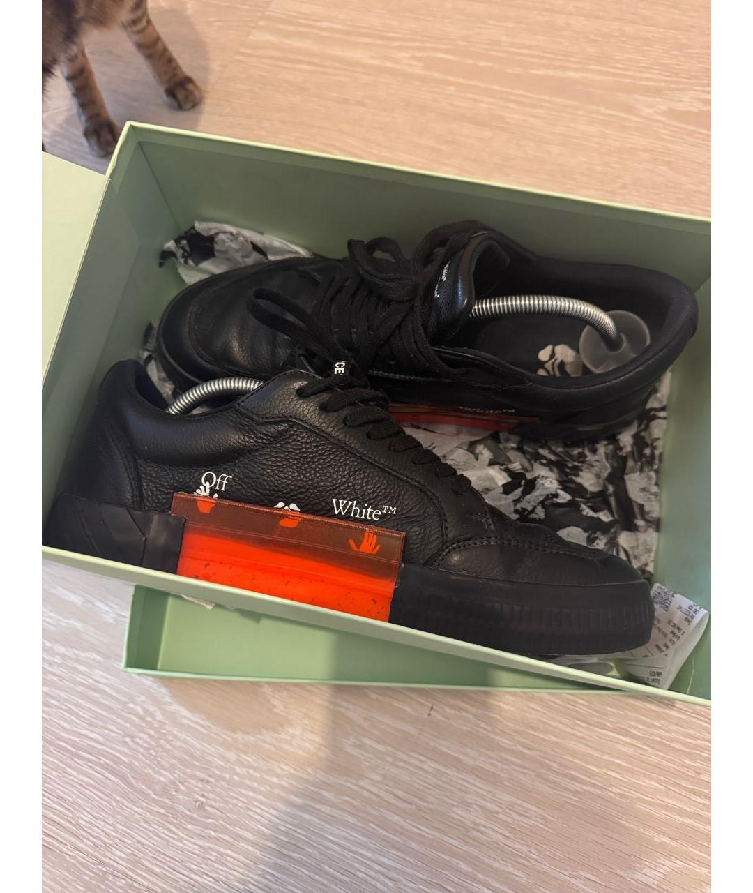 OFF-WHITE Черные кожаные низкие кроссовки / кеды, фото 4