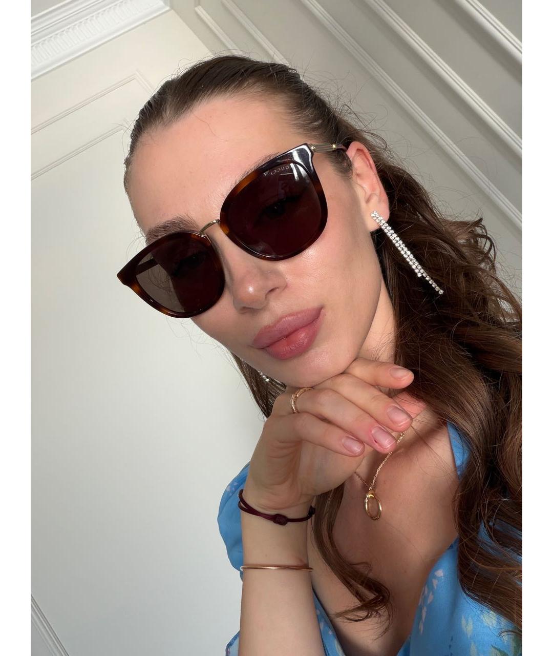GUCCI Коричневые пластиковые солнцезащитные очки, фото 5