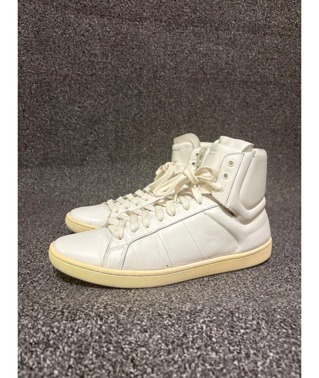 SAINT LAURENT Белые кожаные высокие кроссовки / кеды, фото 7