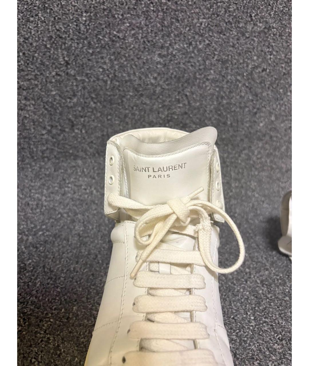 SAINT LAURENT Белые кожаные высокие кроссовки / кеды, фото 5