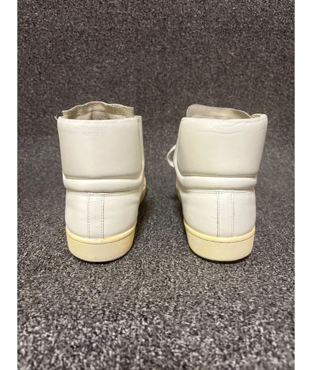 SAINT LAURENT Белые кожаные высокие кроссовки / кеды, фото 2