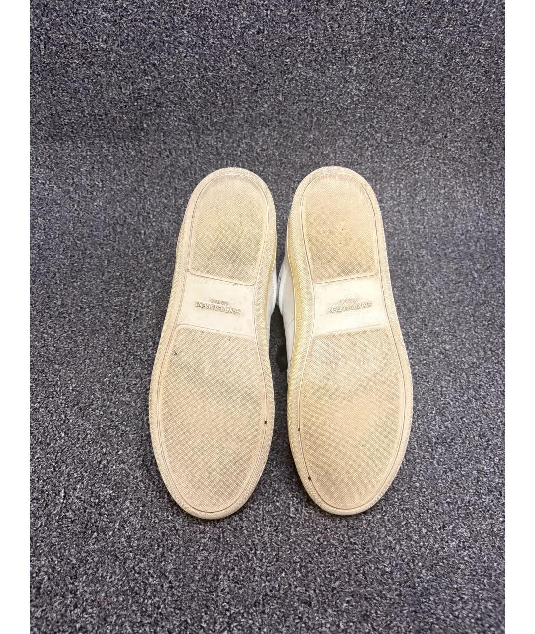 SAINT LAURENT Белые кожаные высокие кроссовки / кеды, фото 6
