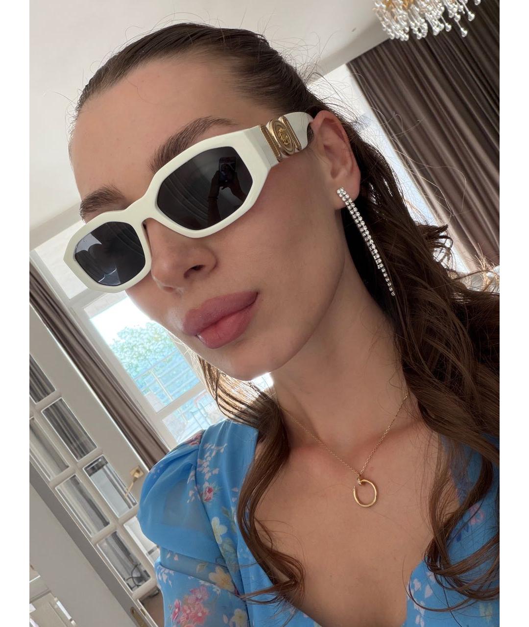 VERSACE Белые пластиковые солнцезащитные очки, фото 4
