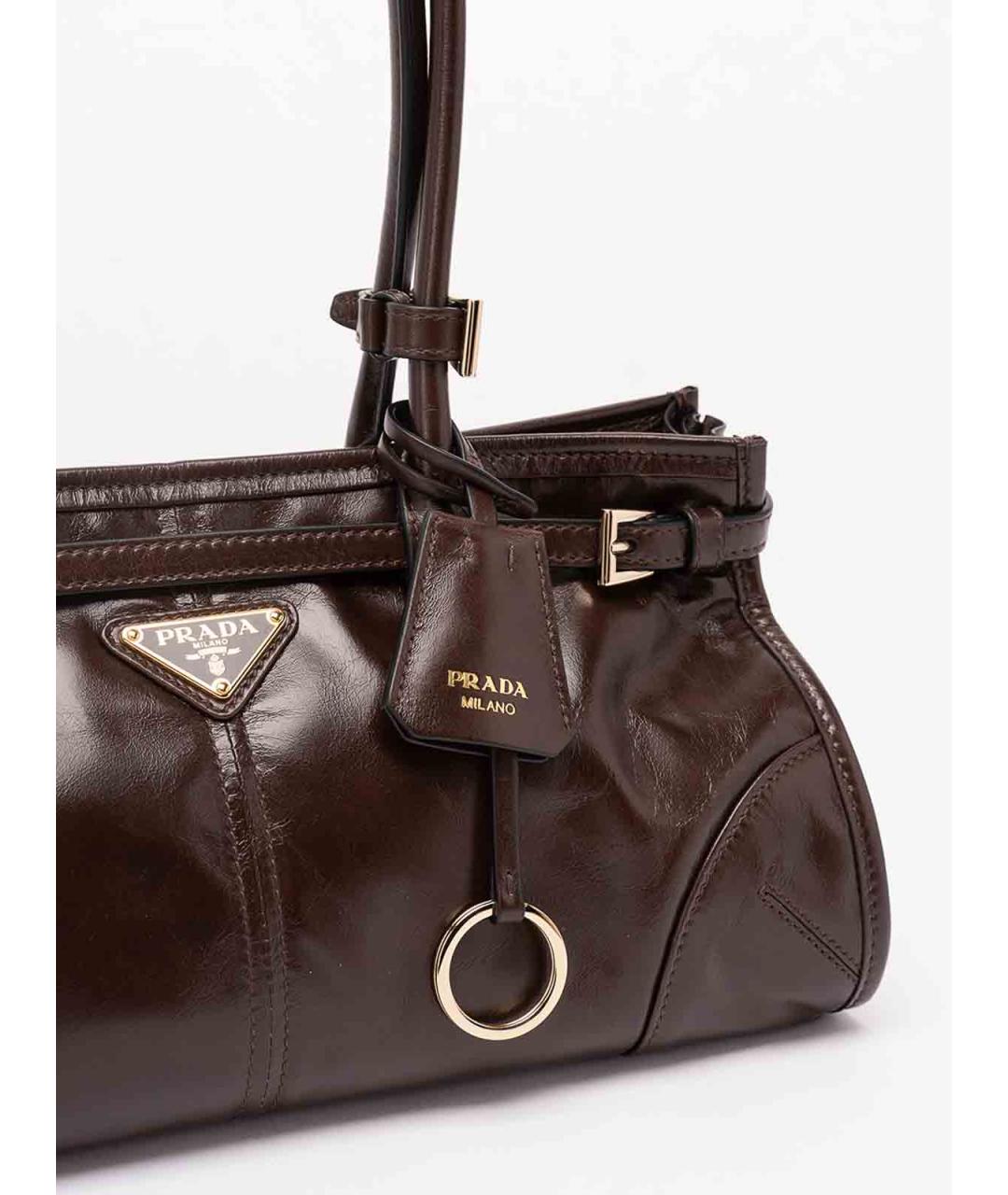 PRADA Коричневая кожаная сумка тоут, фото 5