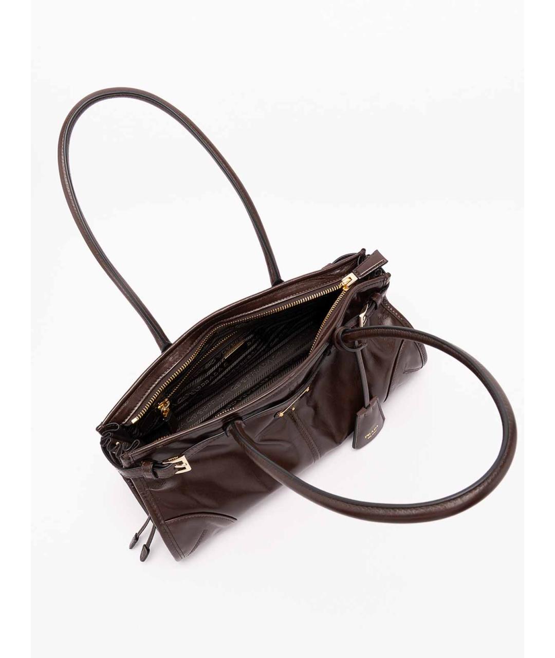 PRADA Коричневая кожаная сумка тоут, фото 7