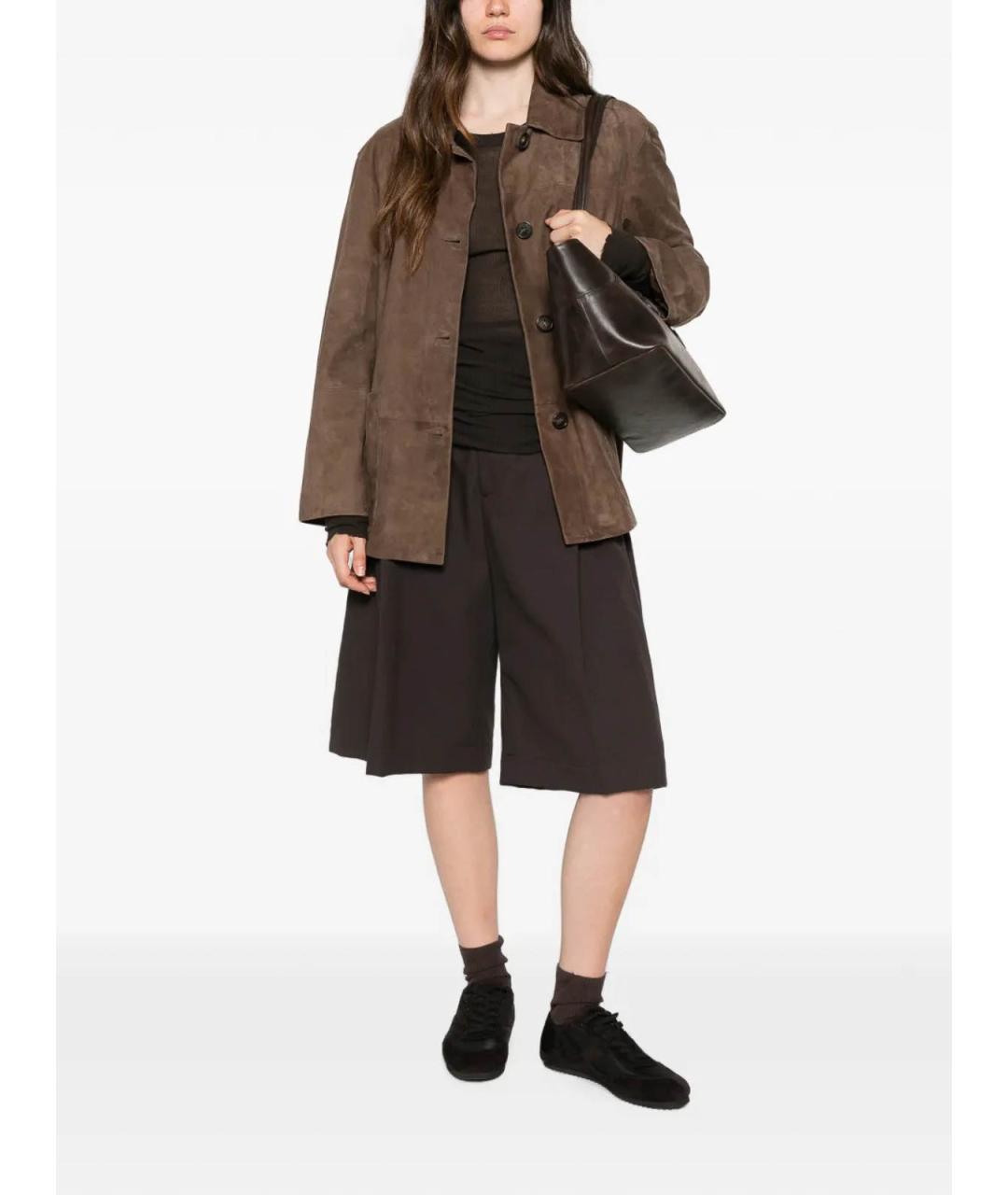 'S MAX MARA Коричневая кожаная куртка, фото 2