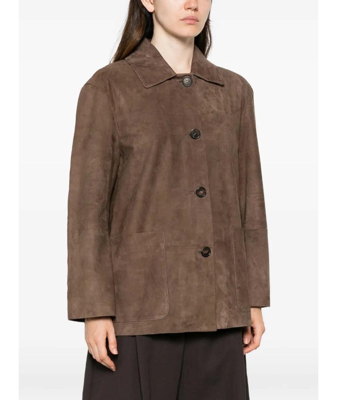'S MAX MARA Коричневая кожаная куртка, фото 3