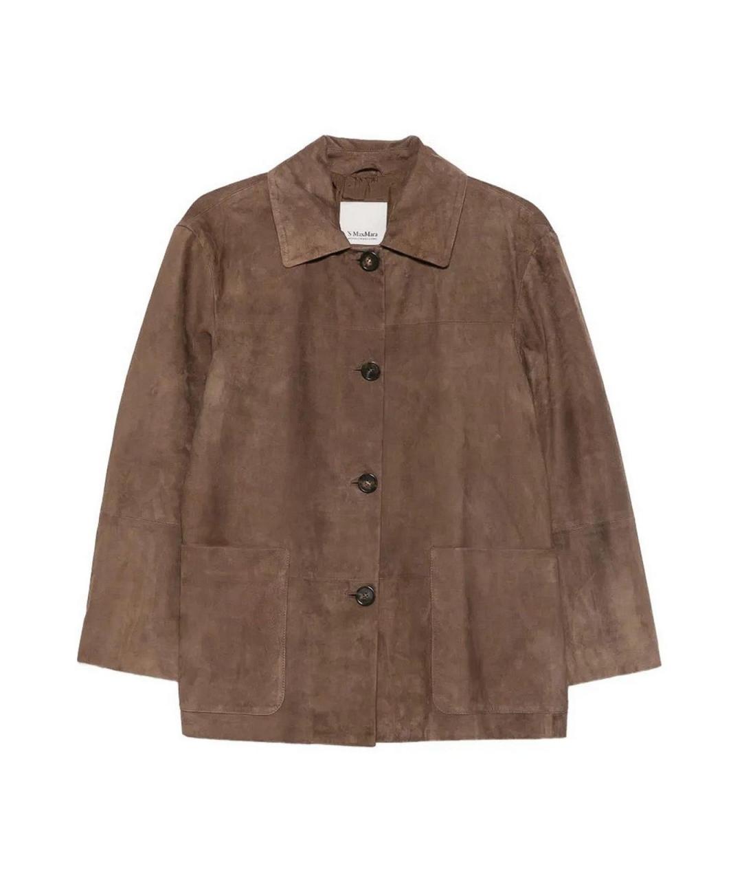 'S MAX MARA Коричневая кожаная куртка, фото 1