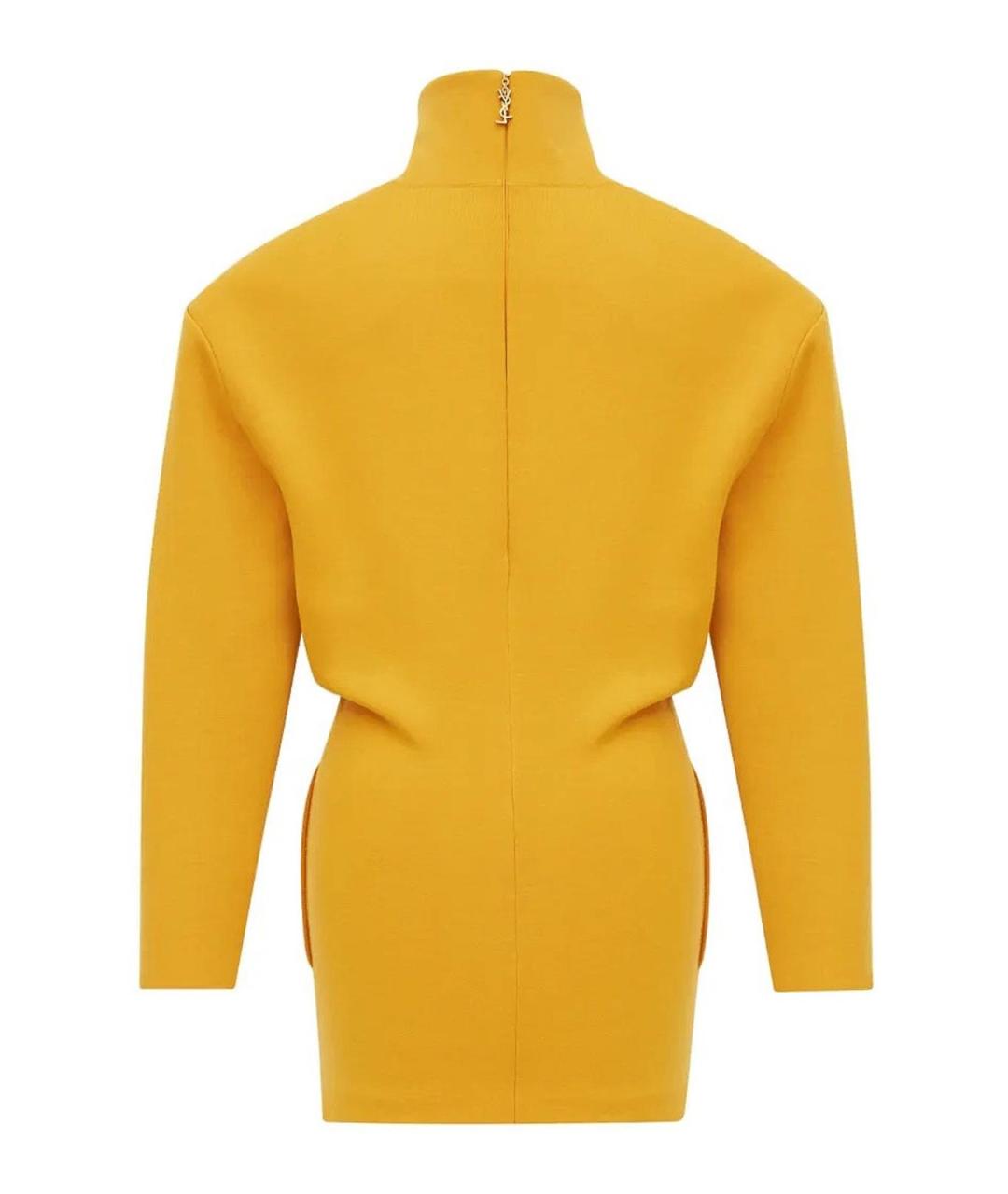 SAINT LAURENT Желтое шерстяное коктейльное платье, фото 2