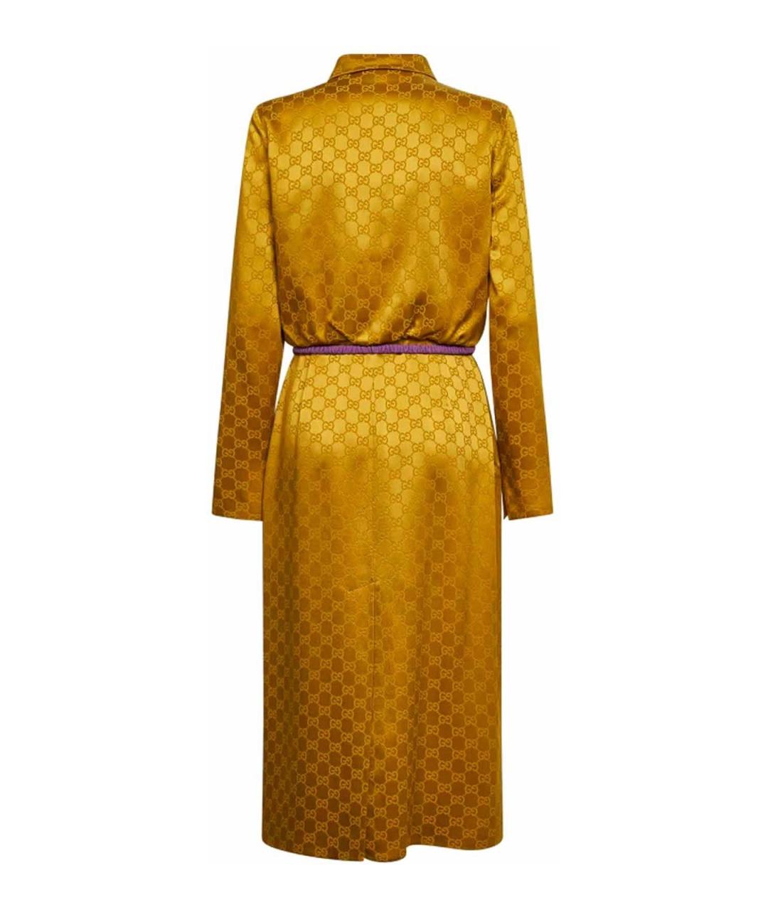 GUCCI Золотое ацетатное повседневное платье, фото 3