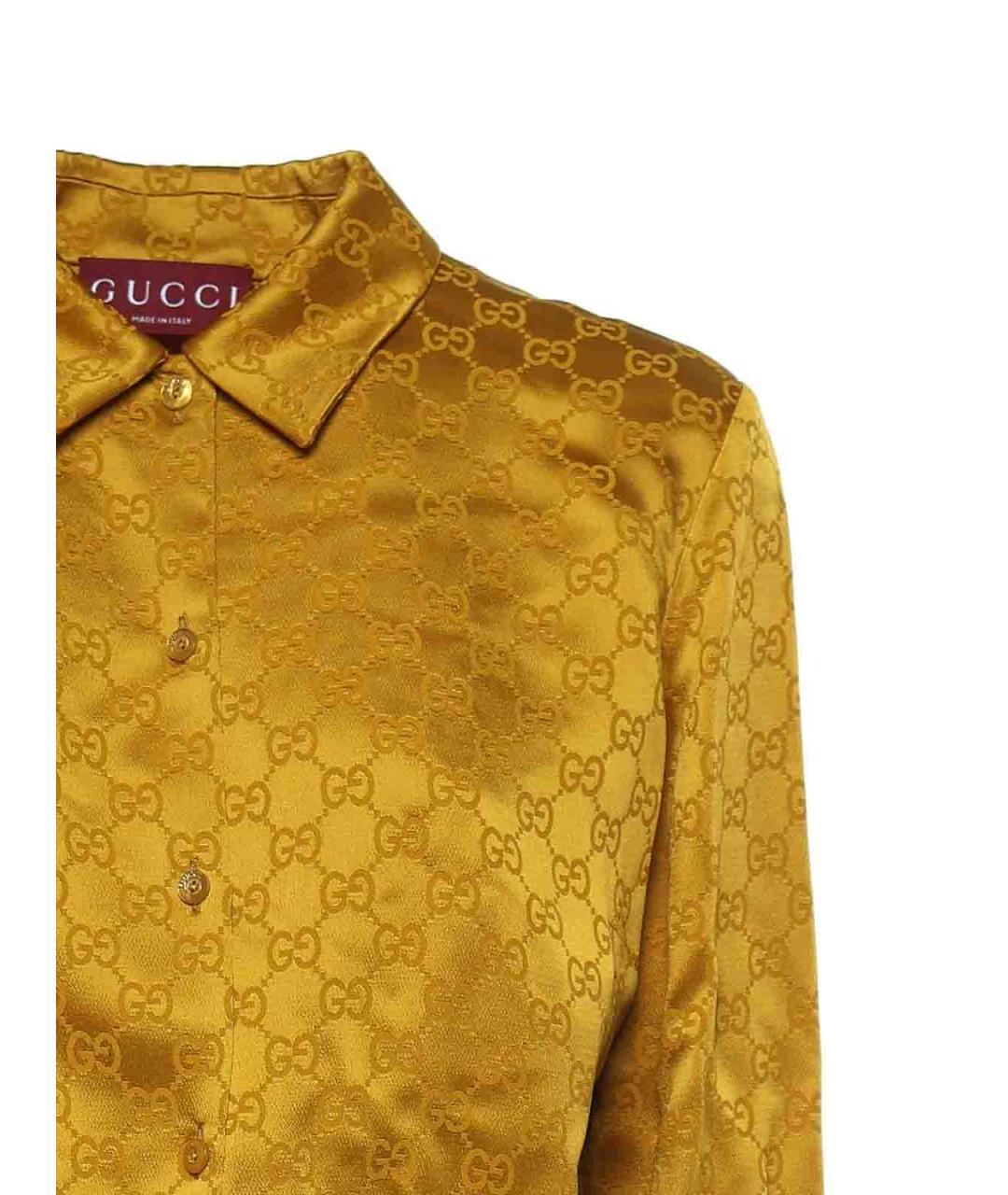 GUCCI Золотое ацетатное повседневное платье, фото 2