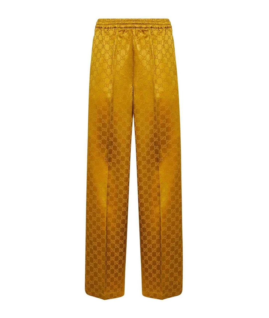 GUCCI Коричневые вискозные прямые брюки, фото 1