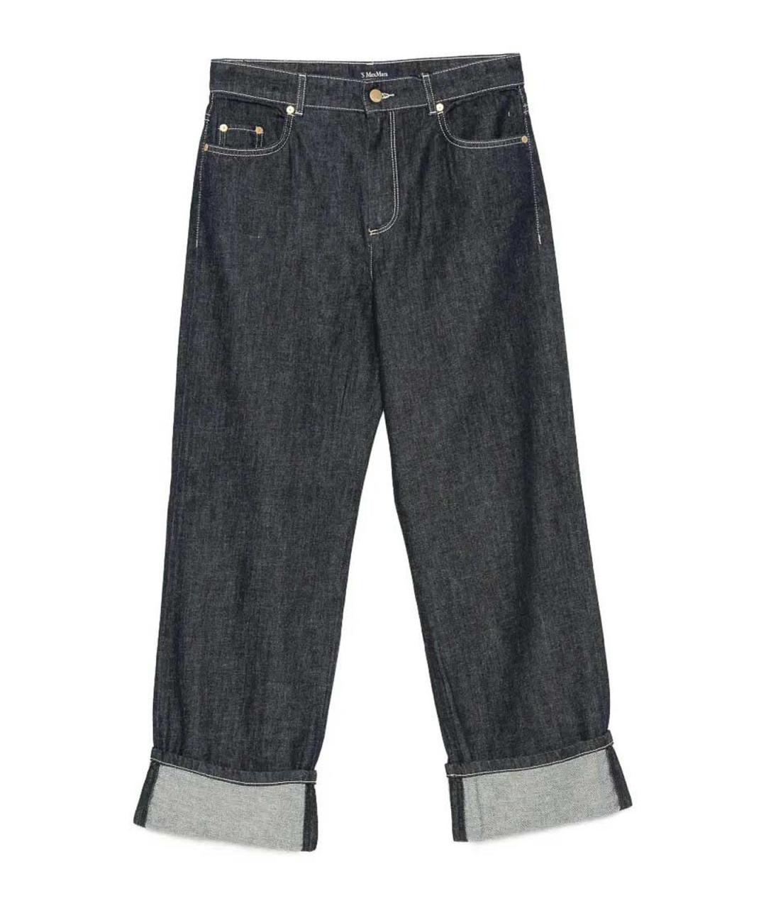 'S MAX MARA Темно-синие хлопковые прямые джинсы, фото 1