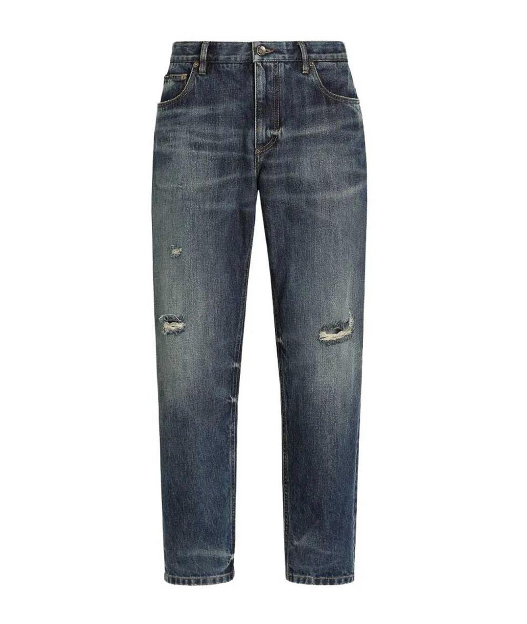 DOLCE&GABBANA Синие хлопковые прямые джинсы, фото 1