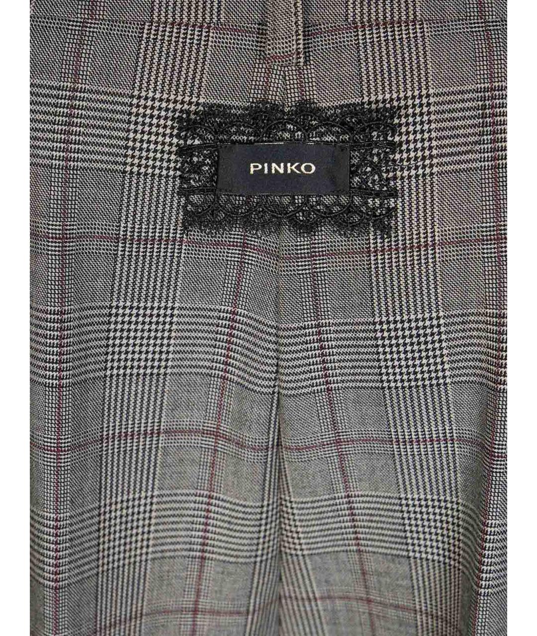 PINKO Серые шерстяные прямые брюки, фото 3