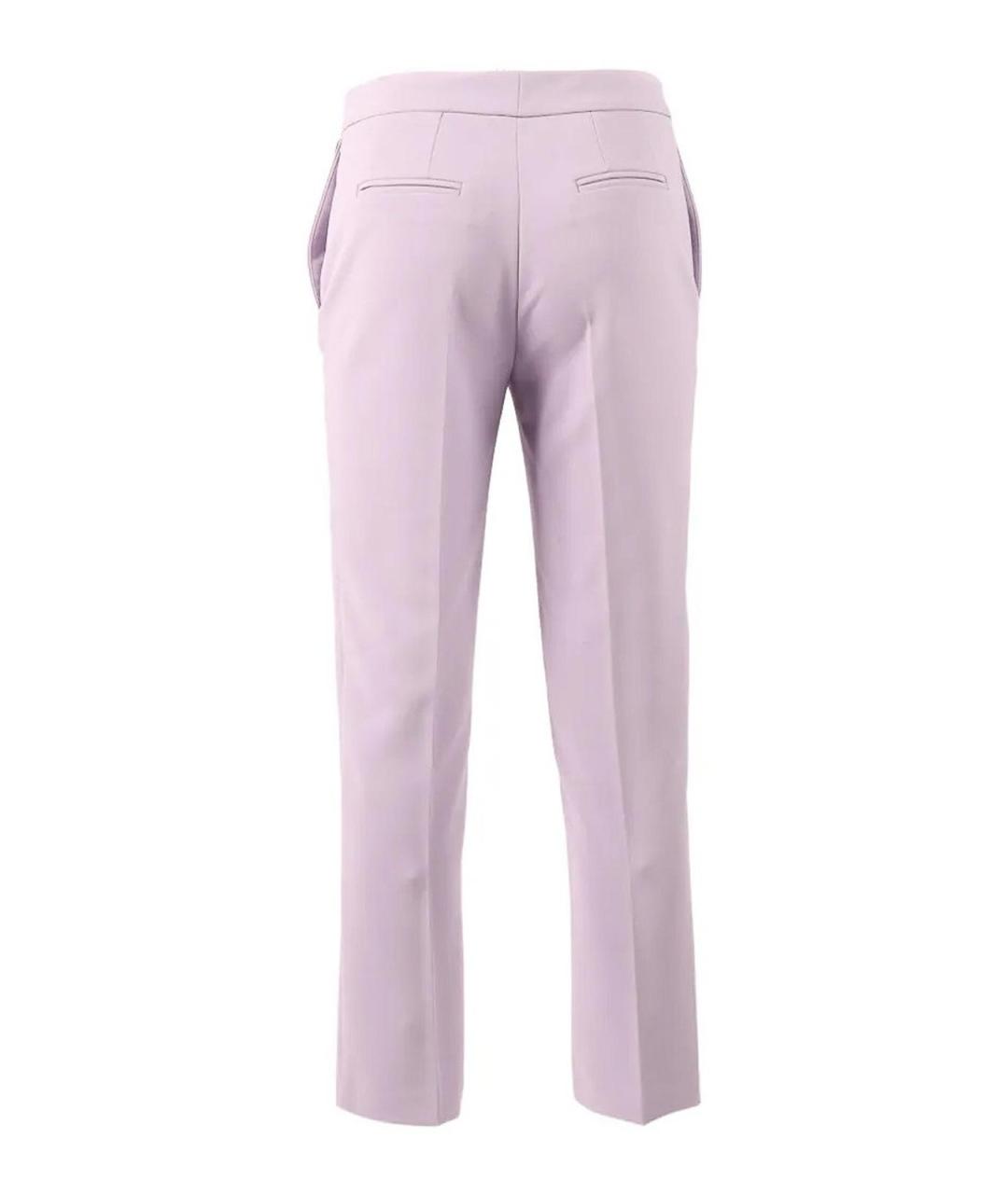 ELISABETTA FRANCHI Фиолетовые креповые прямые брюки, фото 2