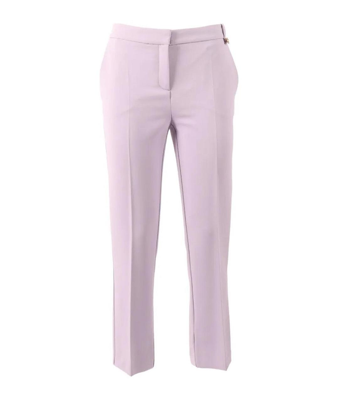 ELISABETTA FRANCHI Фиолетовые креповые прямые брюки, фото 1