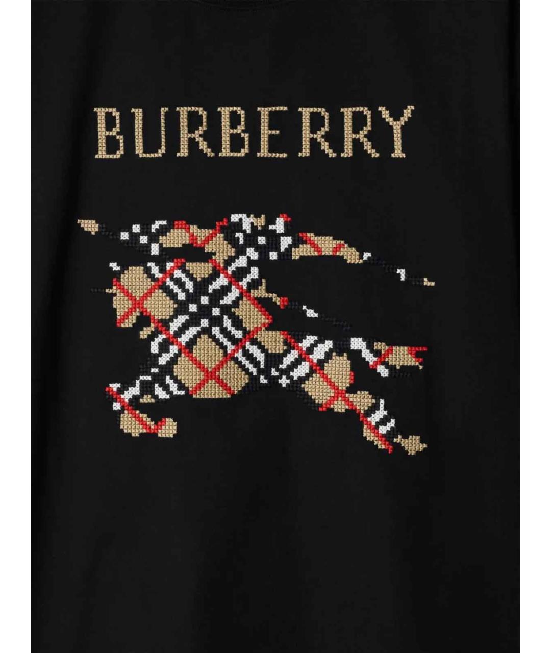 BURBERRY Черная хлопковая футболка, фото 3