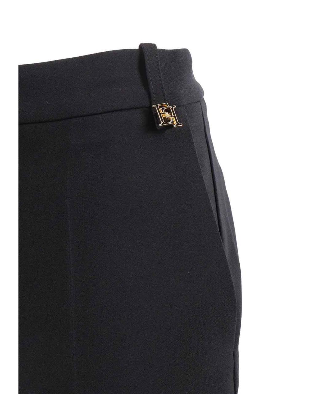 ELISABETTA FRANCHI Черные полиэстеровые прямые брюки, фото 2