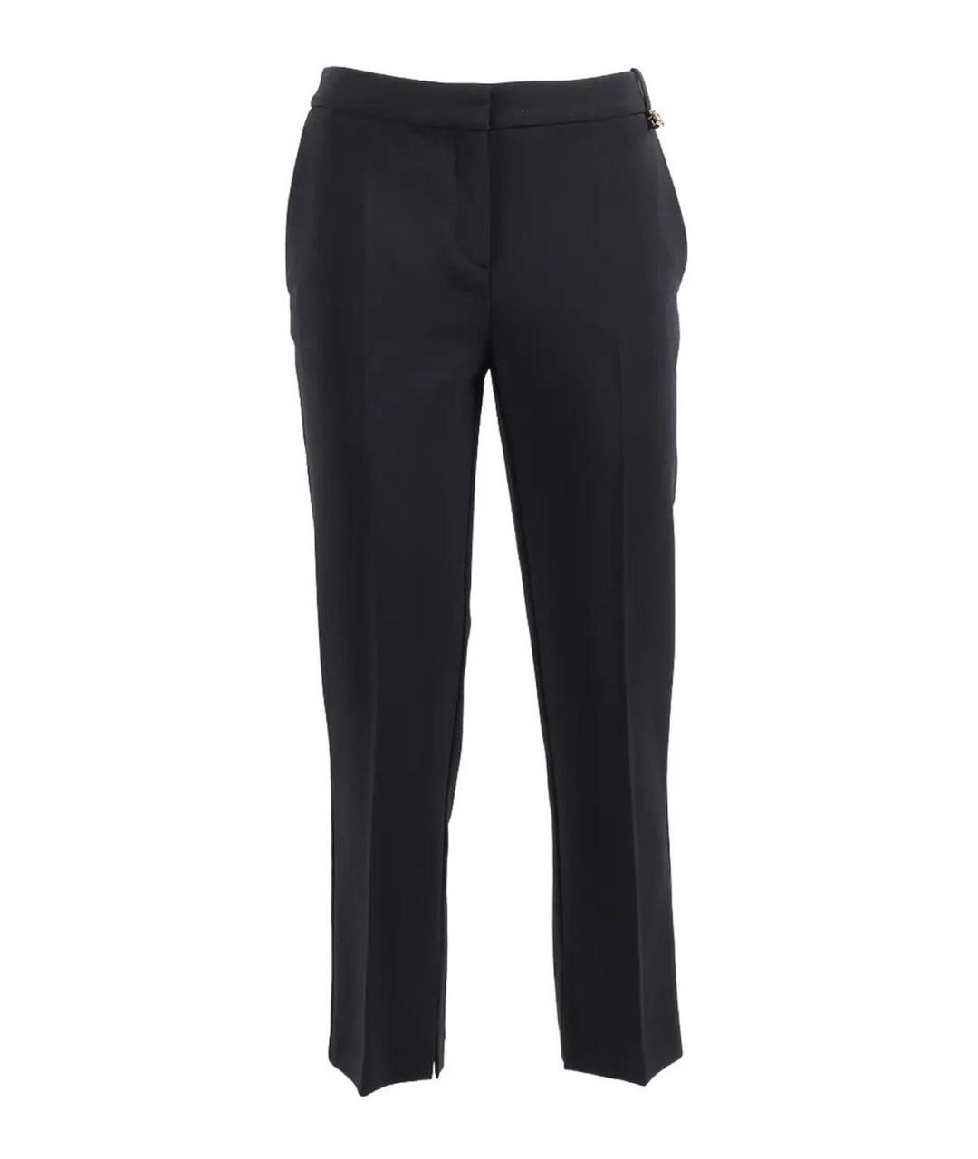 ELISABETTA FRANCHI Черные полиэстеровые прямые брюки, фото 1