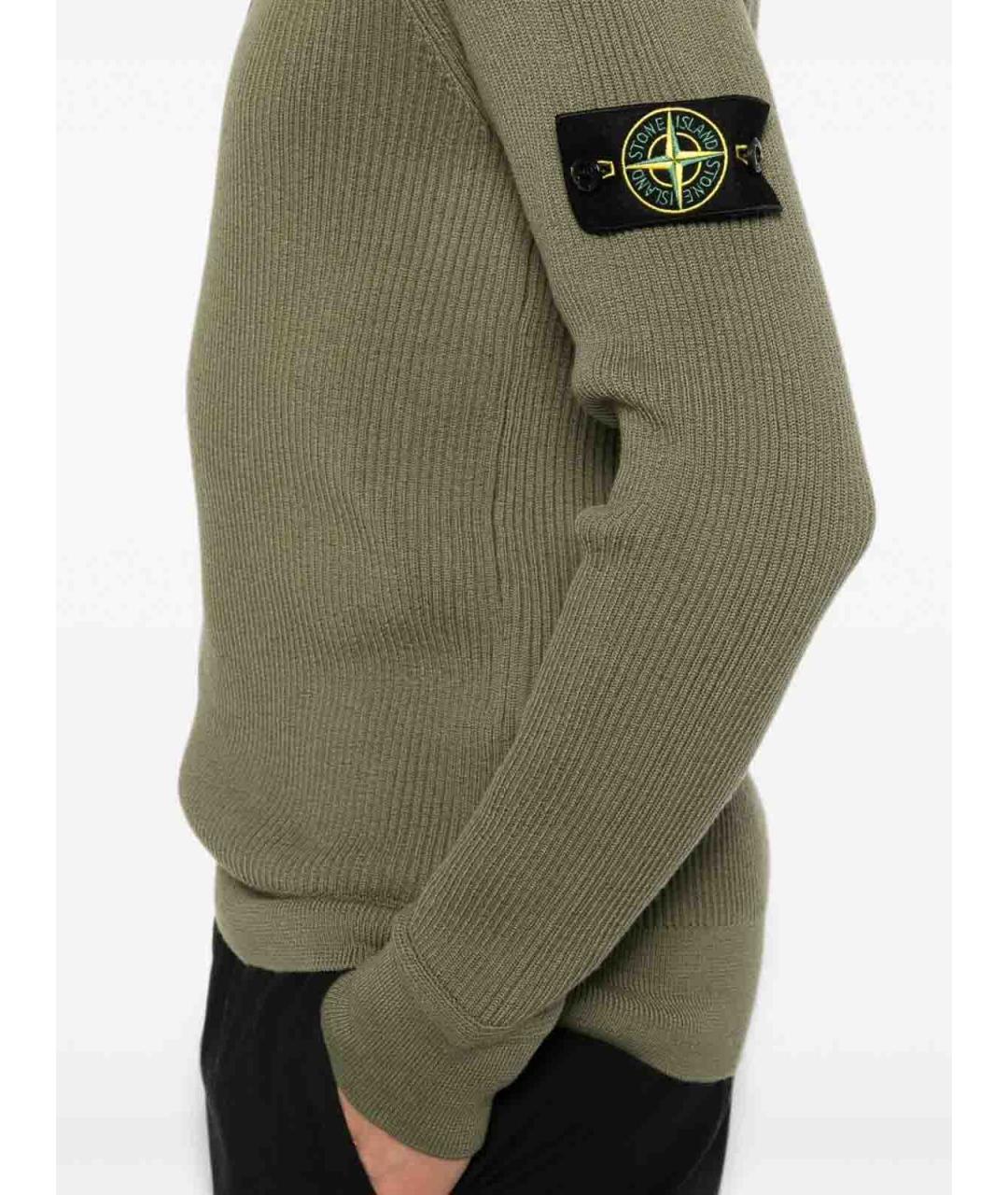 STONE ISLAND Хаки шерстяной джемпер / свитер, фото 4