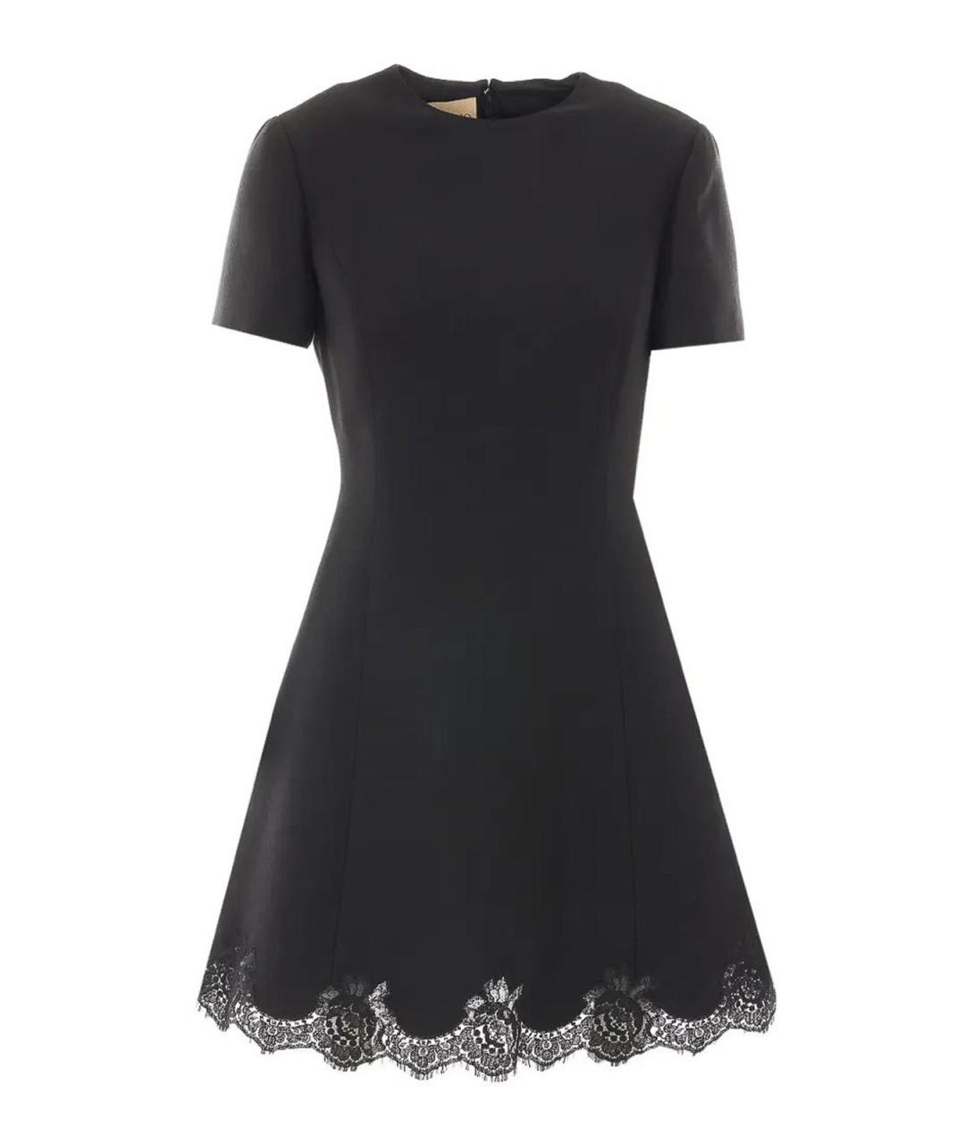 VALENTINO Черное шерстяное коктейльное платье, фото 1