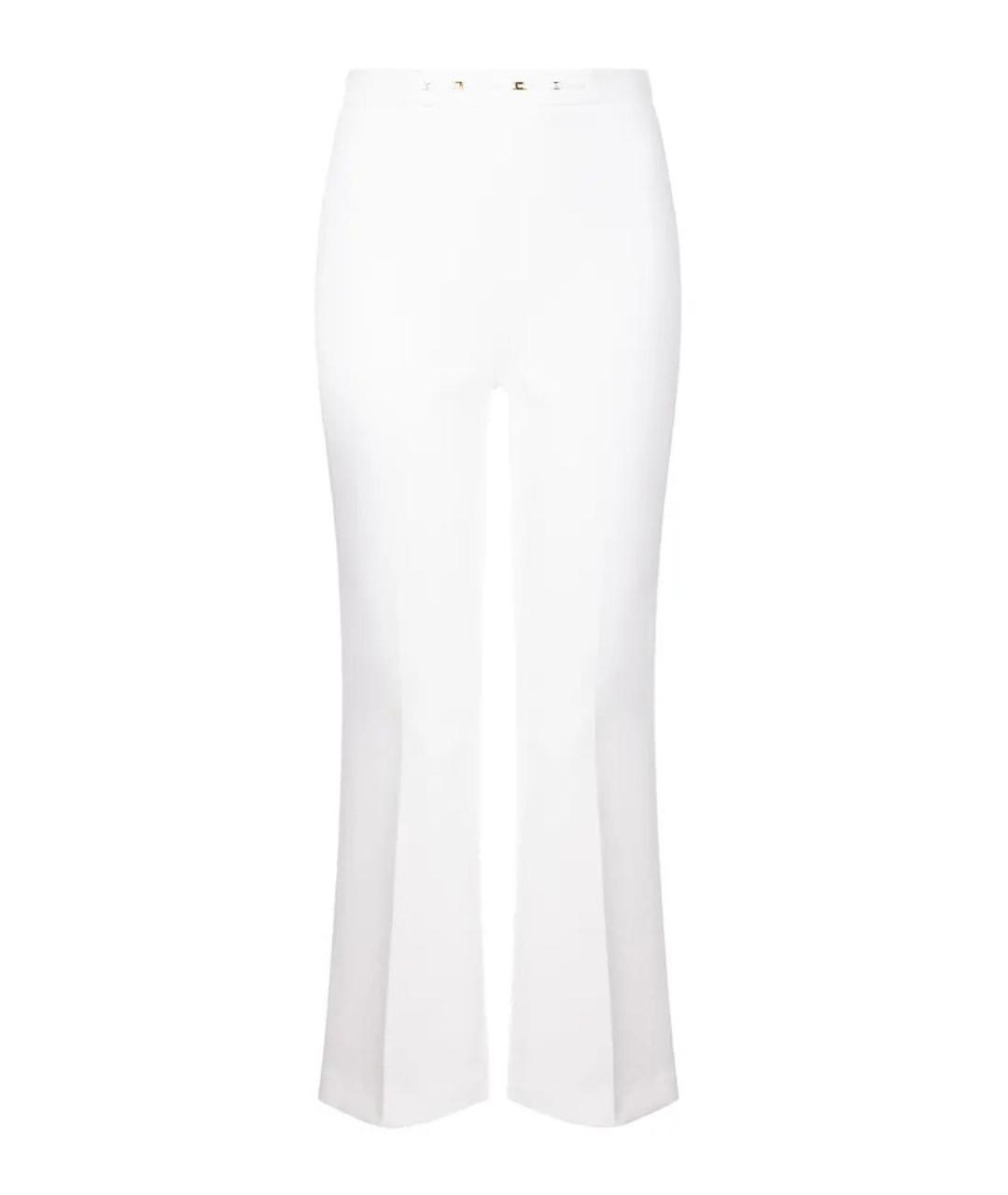 ELISABETTA FRANCHI Белые полиэстеровые прямые брюки, фото 2