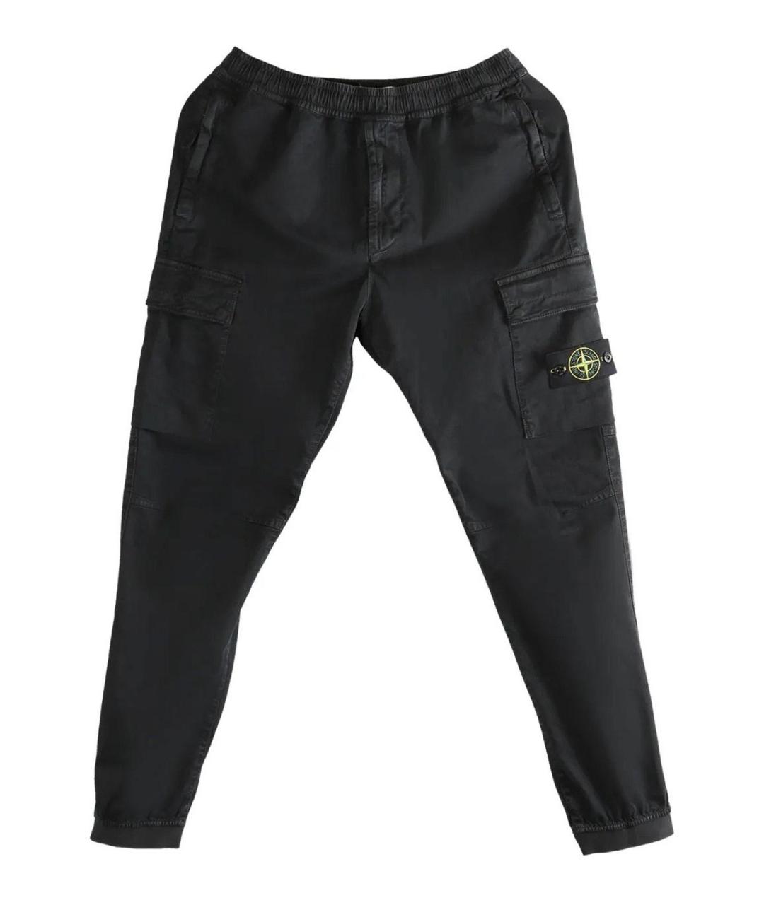 STONE ISLAND Черные хлопковые повседневные брюки, фото 1