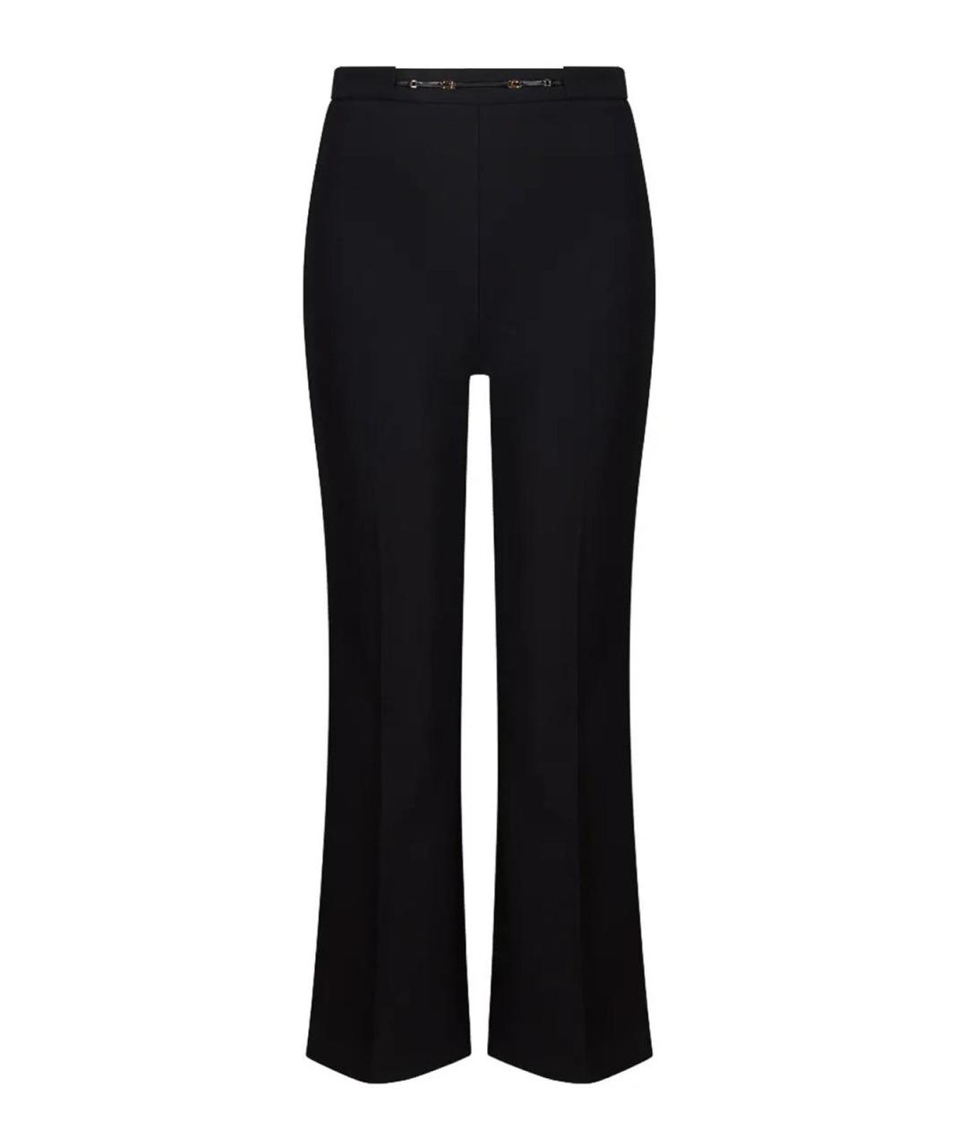 ELISABETTA FRANCHI Черные полиэстеровые прямые брюки, фото 2