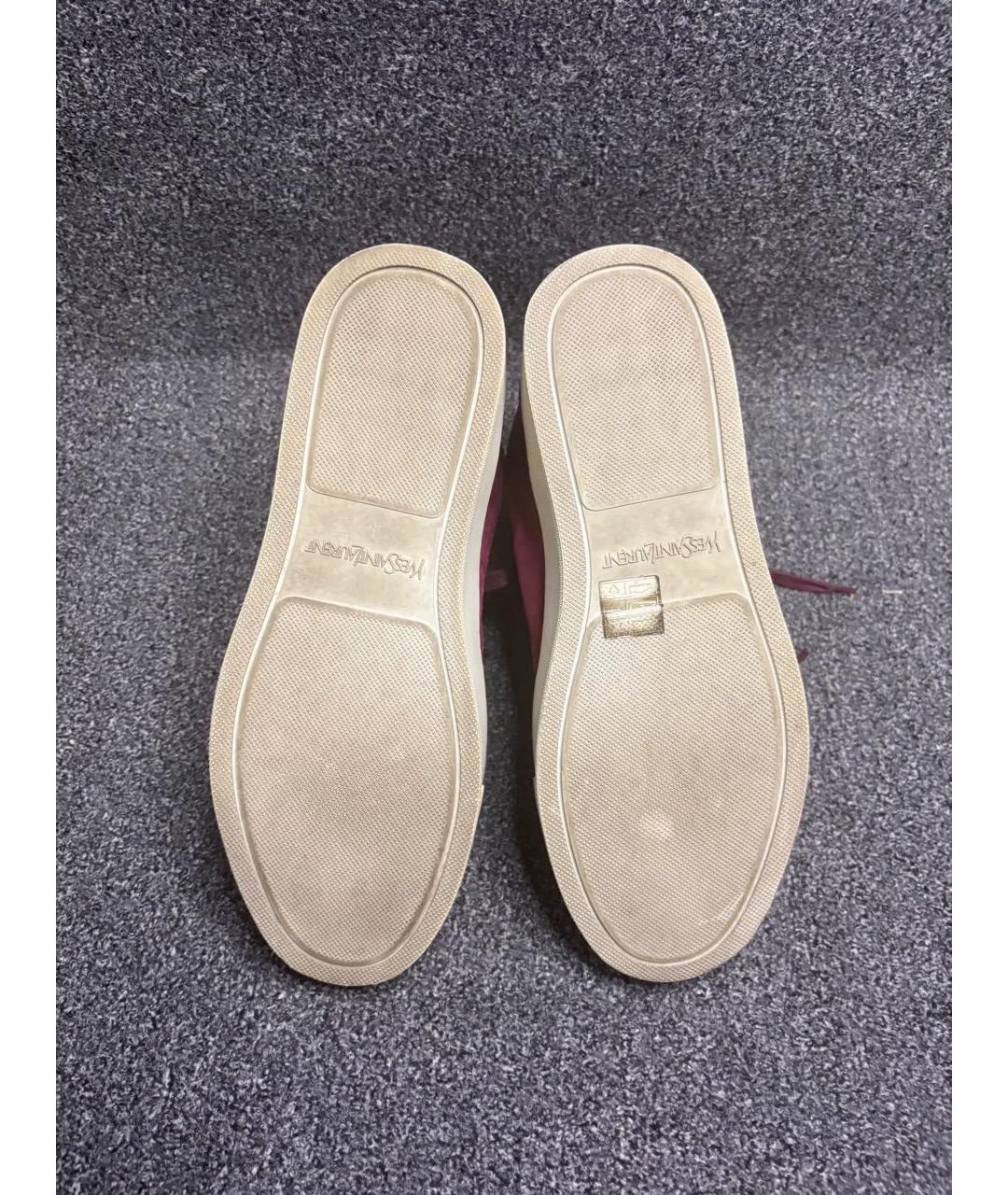 SAINT LAURENT Красные кожаные высокие кроссовки / кеды, фото 5