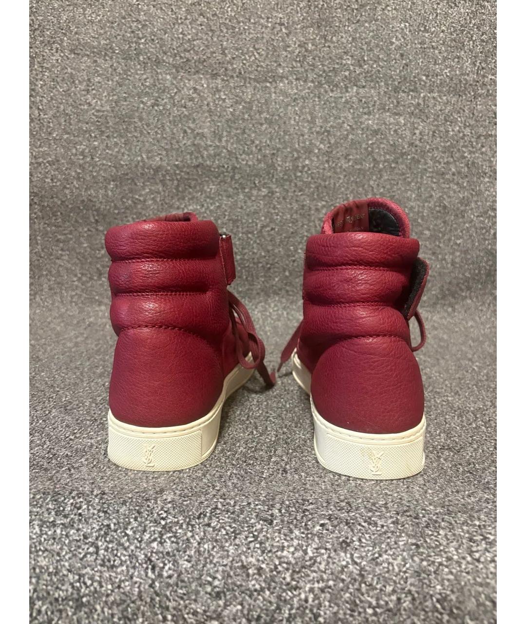 SAINT LAURENT Красные кожаные высокие кроссовки / кеды, фото 3
