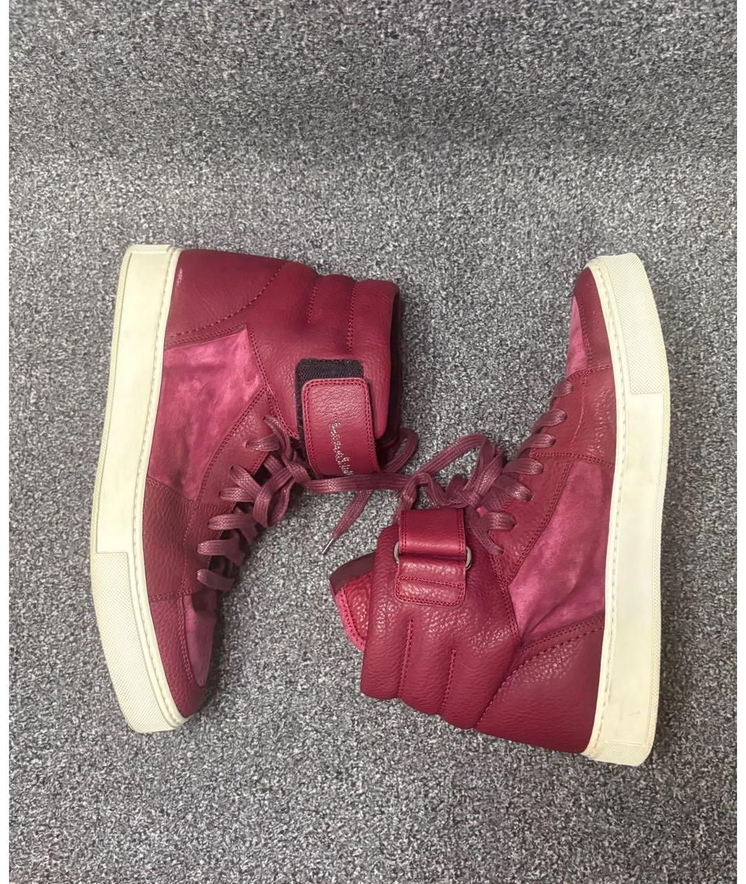 SAINT LAURENT Красные кожаные высокие кроссовки / кеды, фото 4